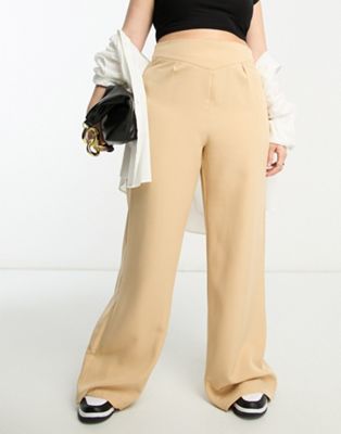 Unique21 Hero Plus high waisted tailored trouser co-ord in beige - ASOS Price Checker