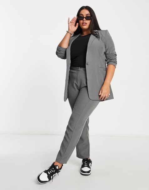 Unique21 Hero Plus - Pantaloni sartoriali a vita alta grigi in coordinato - view 1