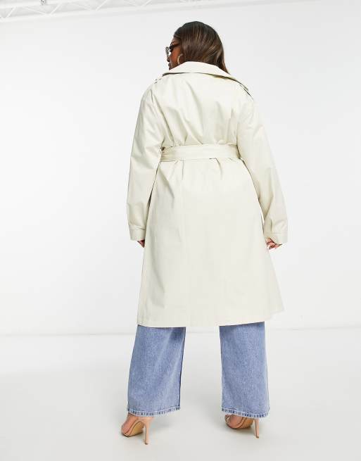 Unique21 Hero Plus - Trenchcoat met A-lijn en zak met flap in beige, 2 van 4