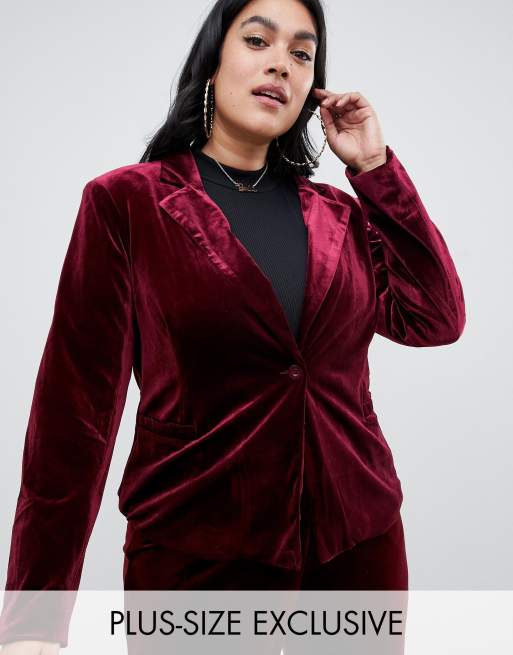 UNIQUE21 Hero Plus velvet blazer & wide leg pant co-ord