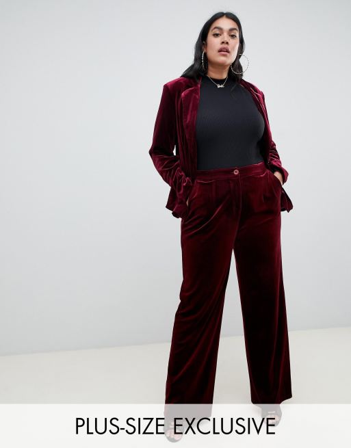 UNIQUE21 Hero Plus velvet blazer & wide leg pant co-ord