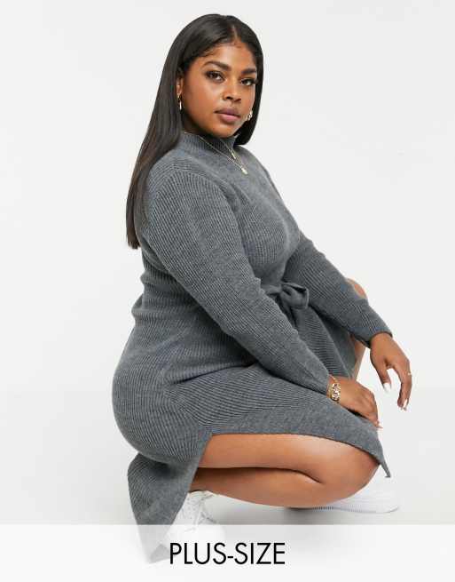 Plus size hotsell grey sweater dress