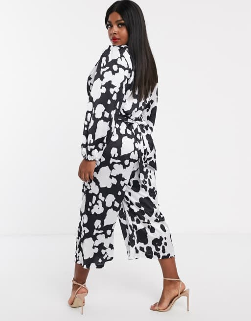 Unique21 - Hero - Satijnen jumpsuit met lange mouwen met koeienprint, 2 van 4