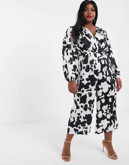 Unique21 Hero satin long sleeve cow print long sleeve jumpsuit, 4 of 4
