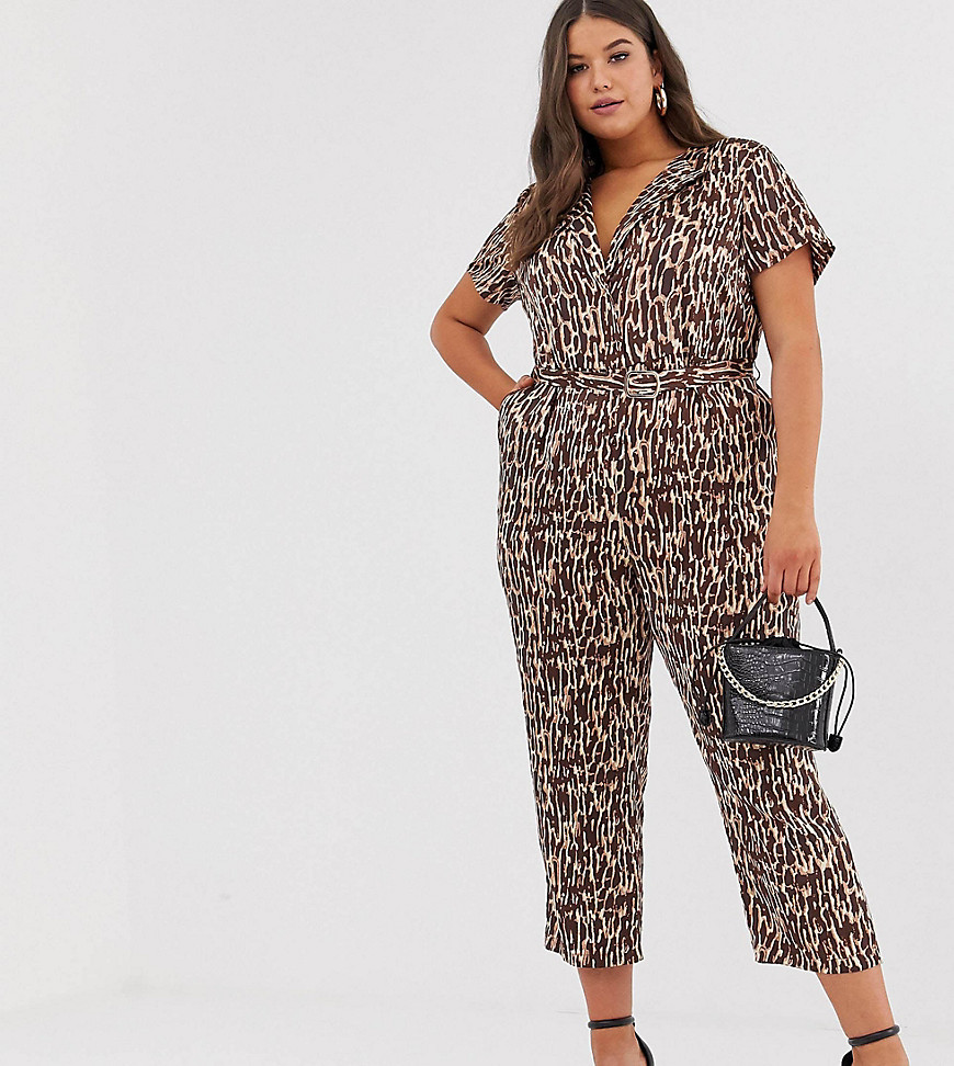 Unique21 Hero tonal abstract animal tailored jumpsuit-Brown