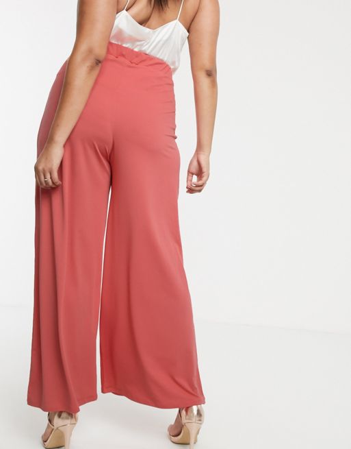 Unique 21 wide leg pants in red satin