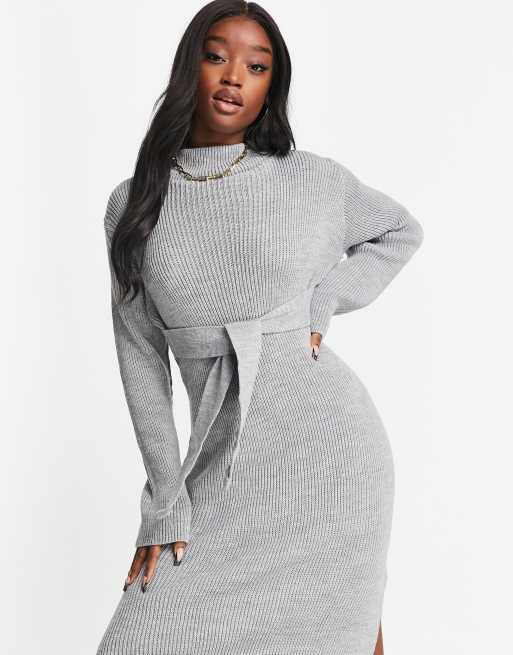 Grey high 2024 neck jumper dress