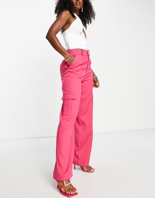 Women's Pink Straight Pants - Slim Fit Pants - Express