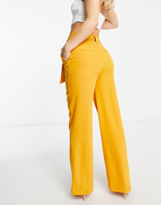 Unique21 high waisted belted pants in mango, 2 of 4