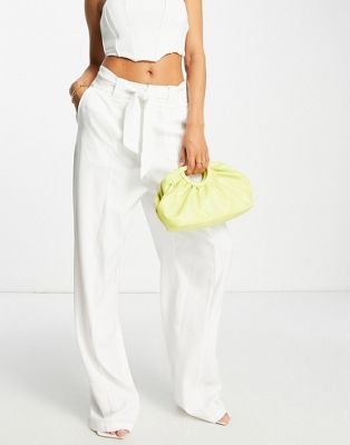 Unique21 high waisted belted trousers in white