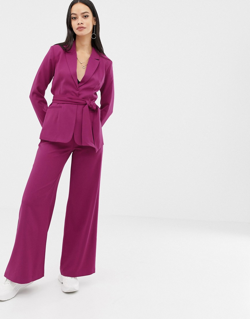 Unique21 high waisted flared trouser-Purple