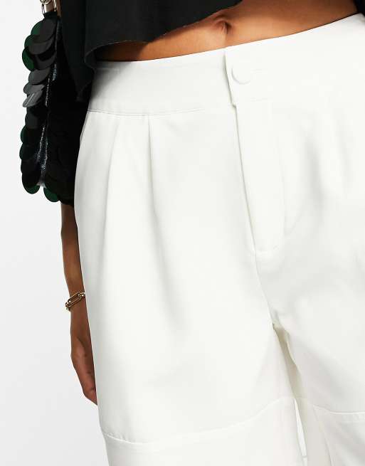 Unique21 high waisted shorts in white (part of a set), 3 of 4