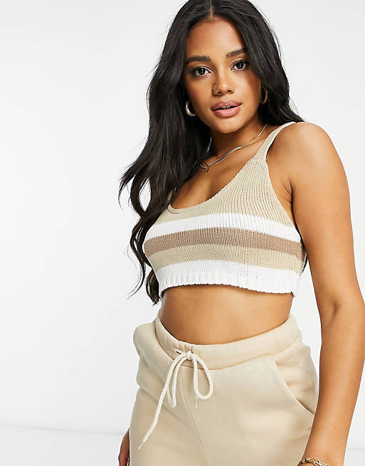 Unique21 knitted bralet in tonal stripe