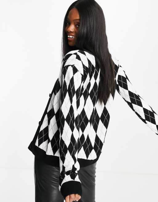 Strickjacke Rautenmuster Damen Unique21 – Langärmlige Strickjacke