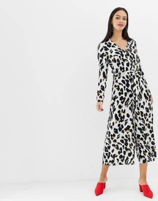 leopard long sleeve jumpsuit