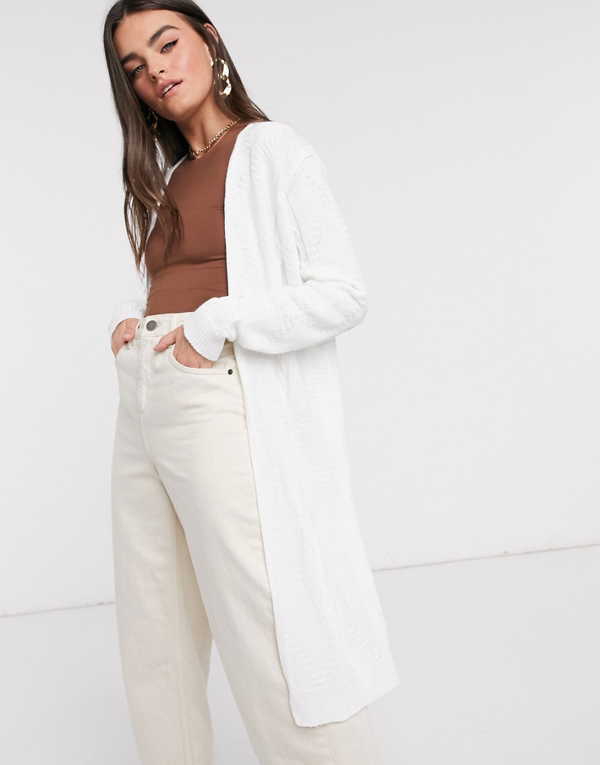 Unique21 longline knitted cardigan in white