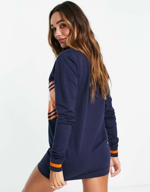 Unique21 - Marineblå sweatshirt-kjole i college-stil, 2 af 4
