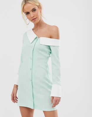 one shoulder shirt dress