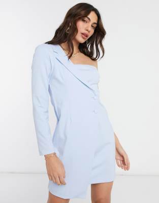 one shoulder tuxedo dress
