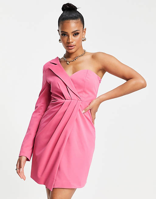Unique21 one sleeve blazer dress in pink