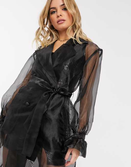 Organza trench coat clearance black