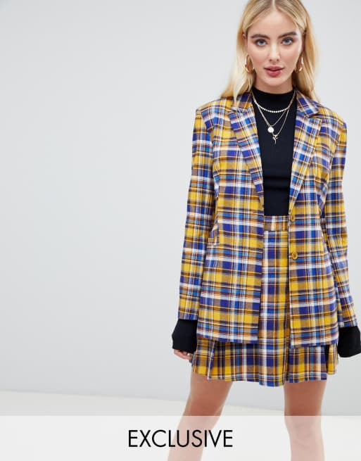 Check blazer and deals skirt co ord