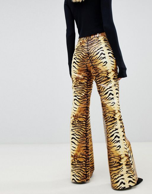 ASOS DESIGN two-piece flare pants in dark tiger print