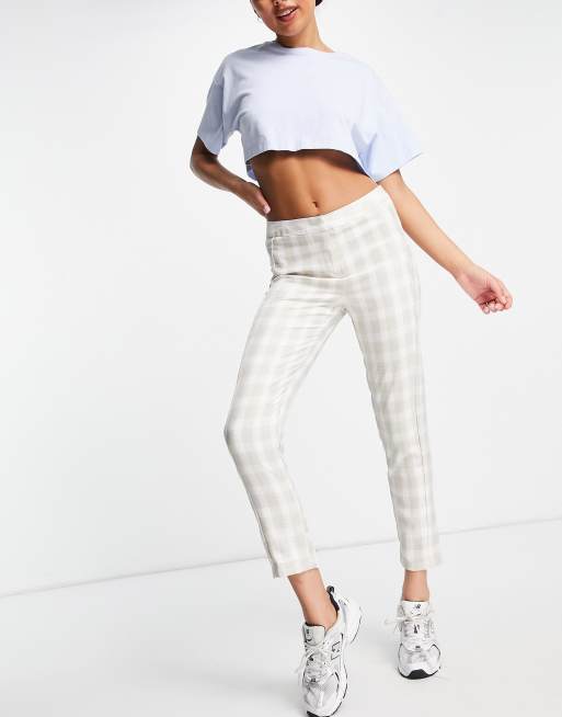 Unique21 peg pants in beige check, 4 of 4