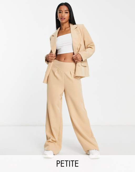 Unique21 Petite high waisted tailored pants in beige (part of a