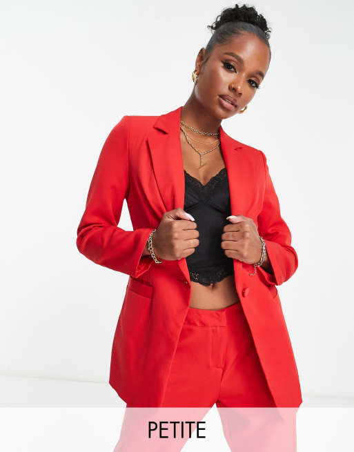 Unique21 Petite longline blazer co ord in red | ASOS