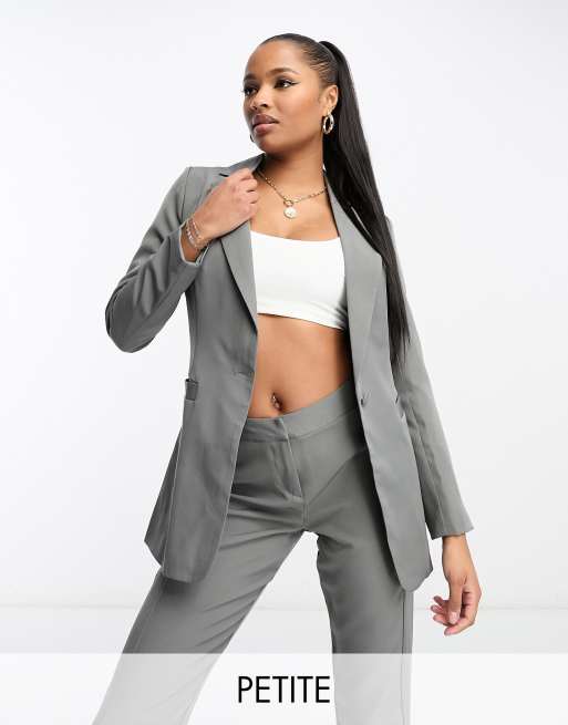 Unique21 Petite high waisted tailored pants in grey (part of a set