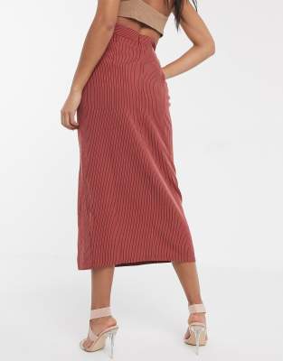 pinstripe midi skirt