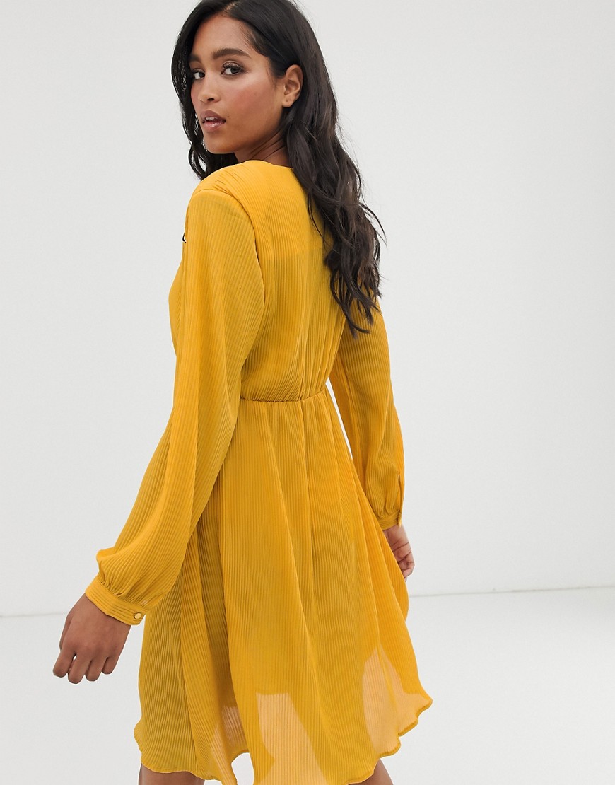 Unique21 pleated applique dress-Yellow