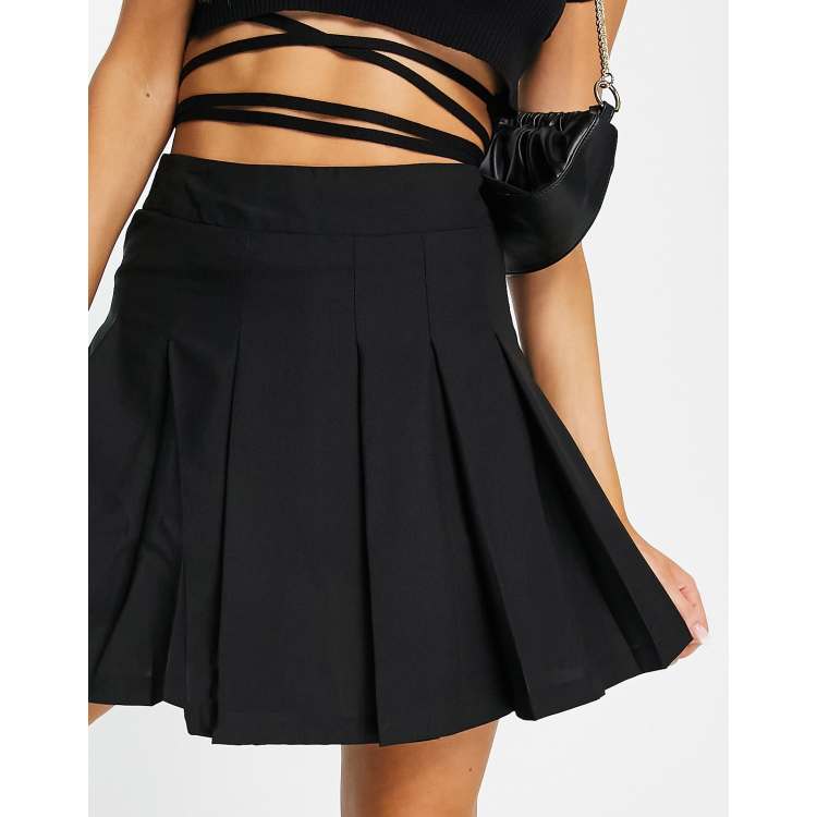 Unique21 pleated mini skirt in black