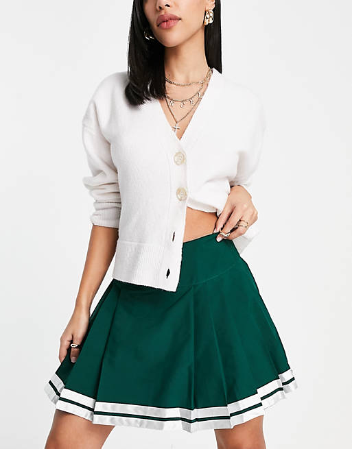 Unique21 pleated tennis skirt in forest green 