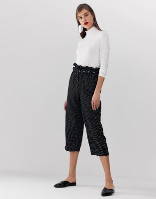 white and black polka dot pants