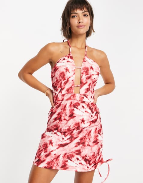 Unique21 - Robe courte froncée à lanières effet tie & dye - view 1