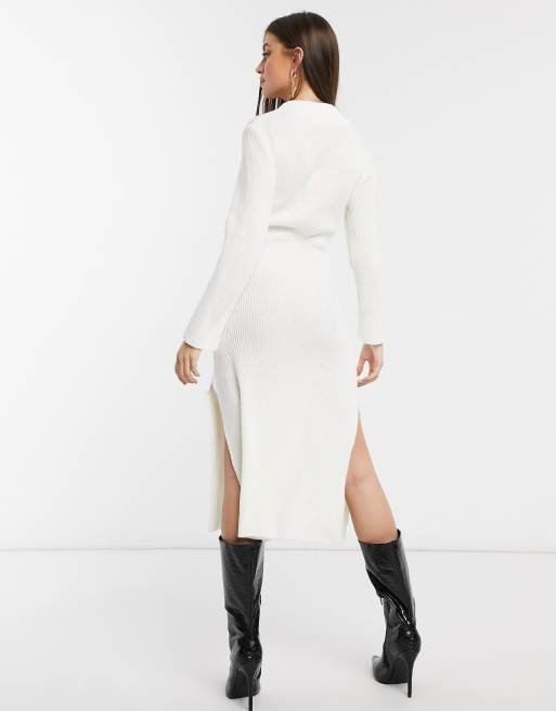 Robe pull blanche col roulé hot sale