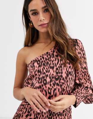 one sleeve leopard dress