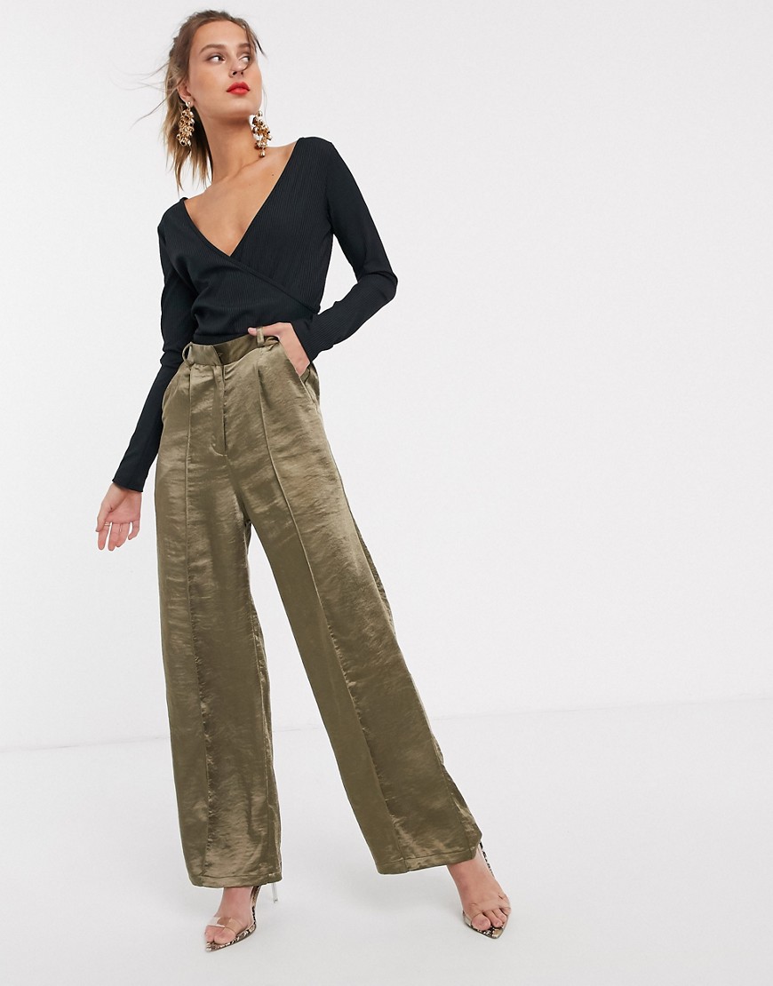 Unique21 satin tailored trousers-Green