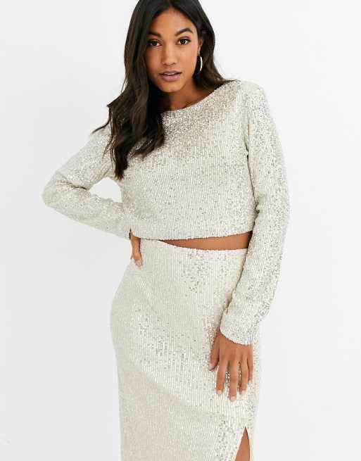 Unique21 sequin crop top