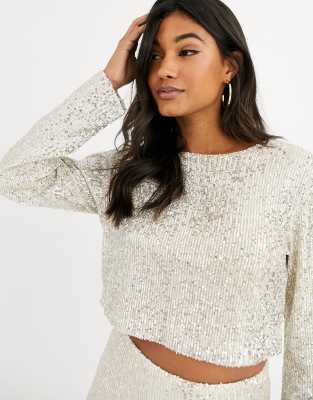 asos sequin crop top