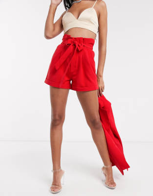 short rouge femme taille haute