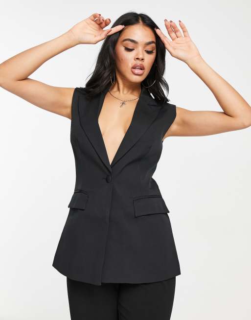 Black sleeveless blazer outlet outfit