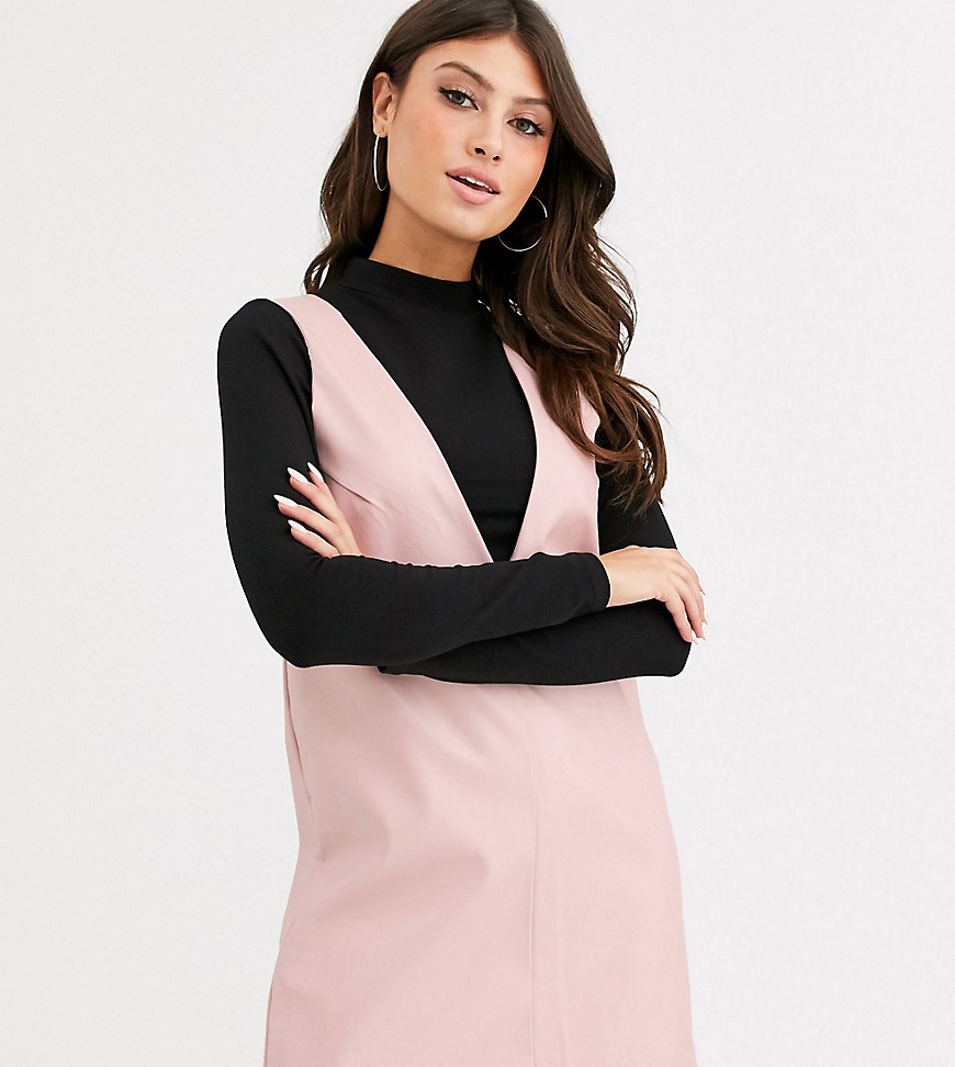 UNIQUE21 sleeveless shift dress in faux leather-Pink