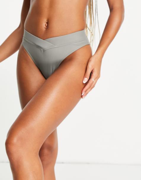 Unique21 - Slip bikini a vita alta verde salvia - view 1