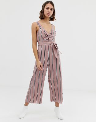 striped wrap jumpsuit