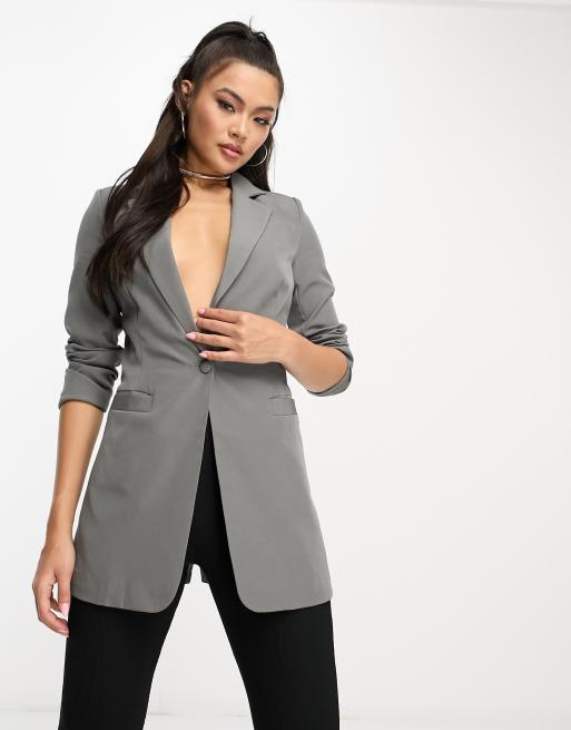 Grey fitted blazer outlet womens