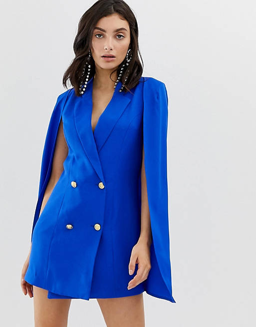 Unique21 tailored cape dress with gold buttons