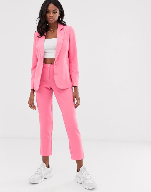 Tailored Cropped Suit Pants Pink